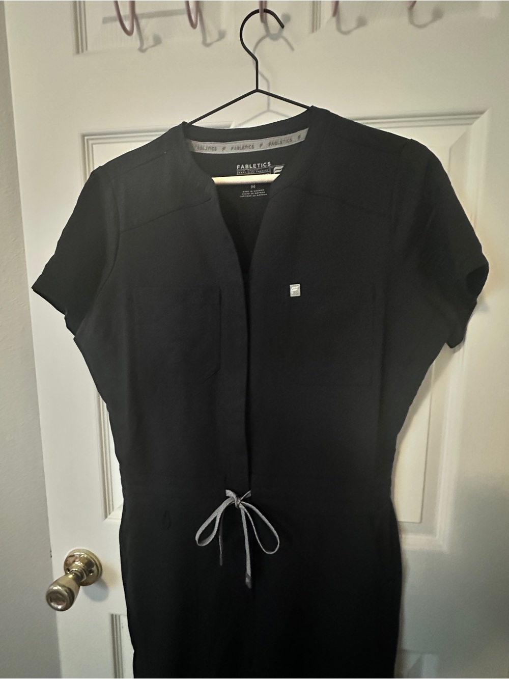Fabletics Black Utility Scrub Jumpsuit with Gray Drawstring - Picture 6 of 11